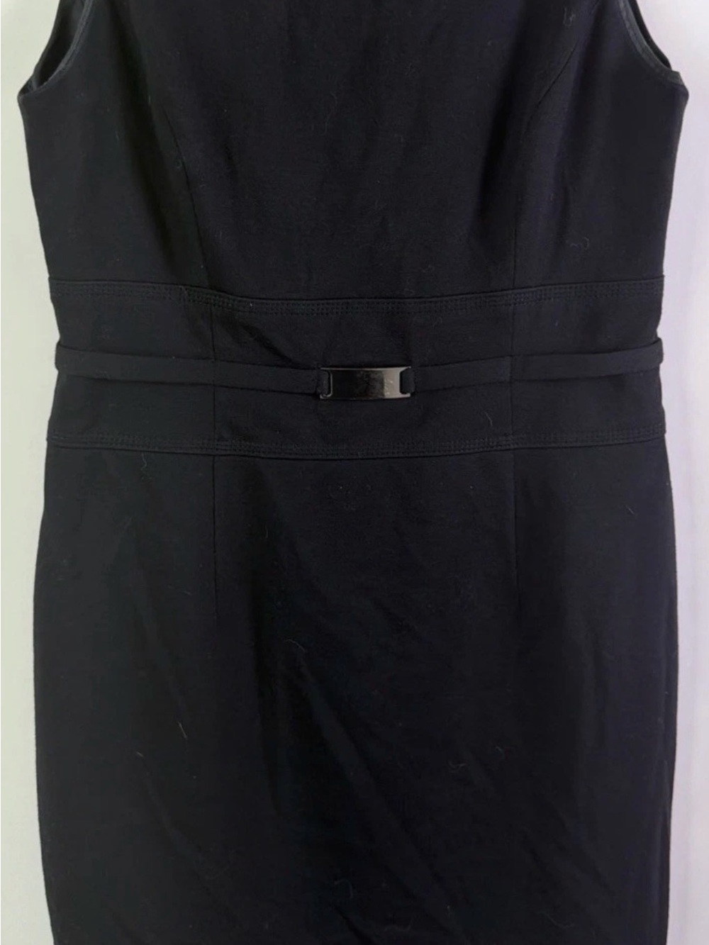 Calvin Klein Women's Black Sleeveless Sheath Dress Metal Belted Waist Size 4